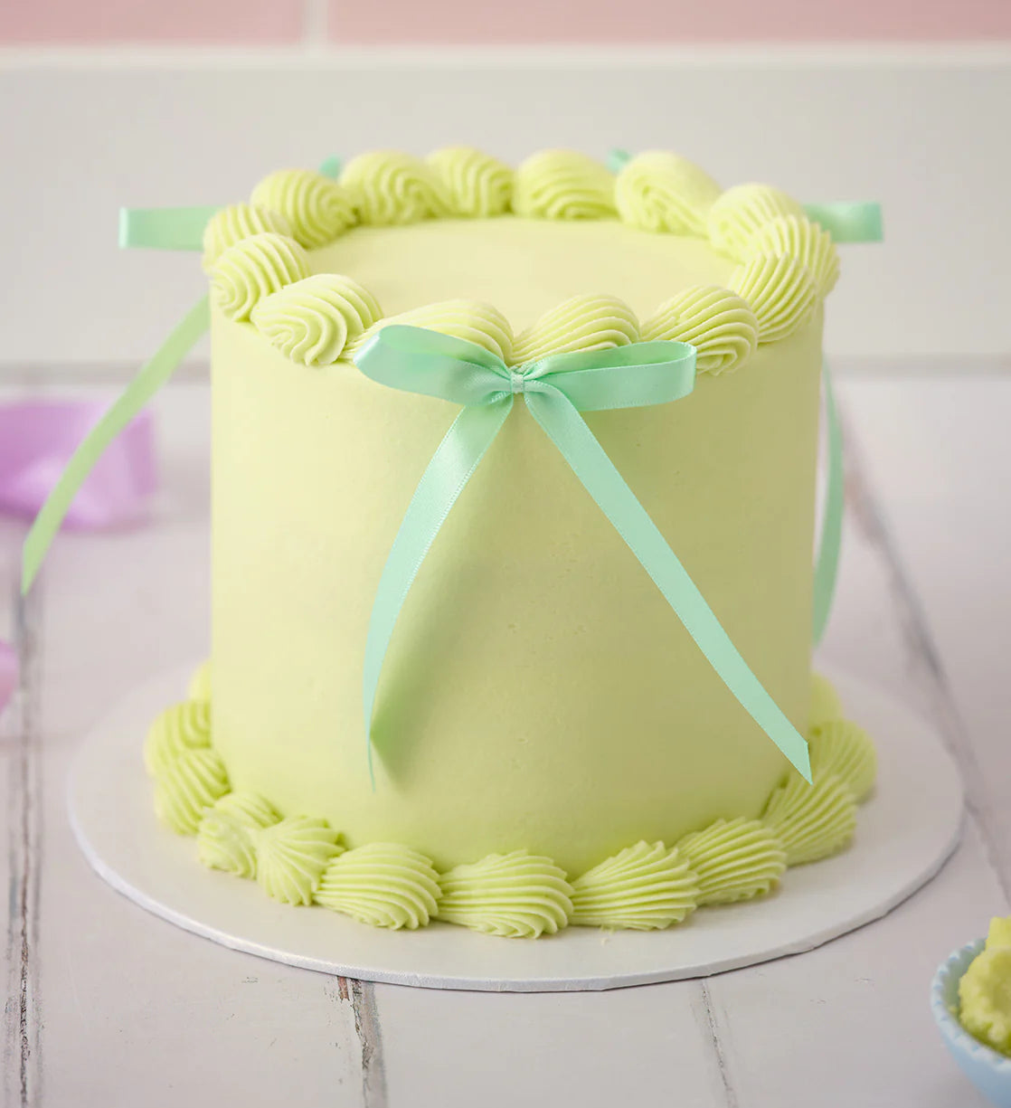 Green Ribbons and Ruffles Cake